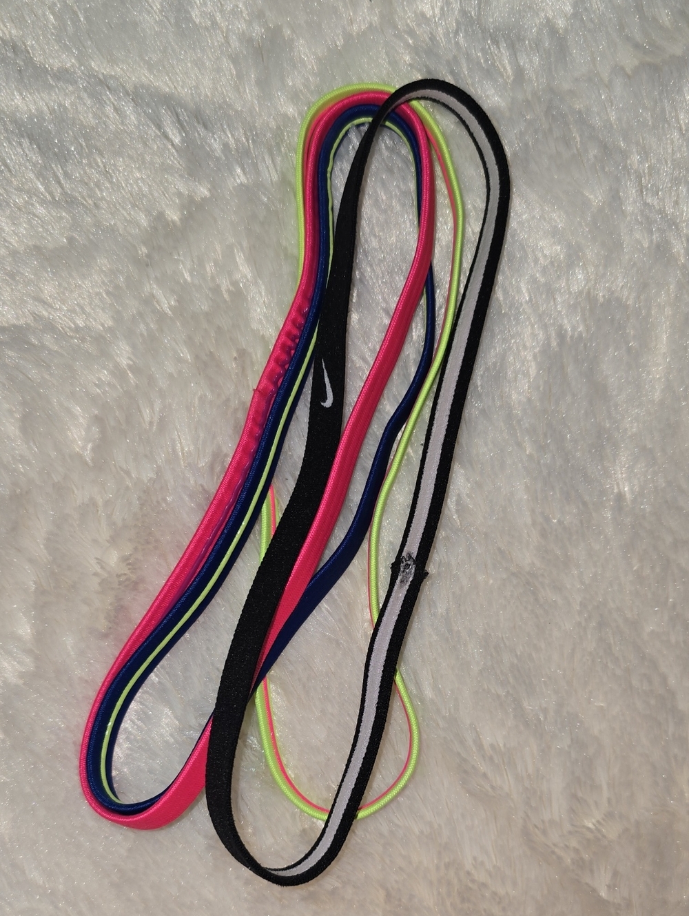 Nike BLACK / Neon Pink, Navy & Yellow Elastic Nonslip Sport Headbands (4)